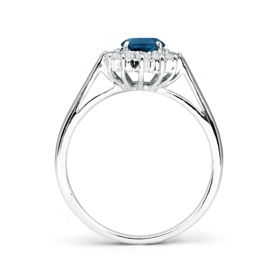 7x5mm AAA Princess Diana Inspired London Blue Topaz Ring with Halo in 10K White Gold side1