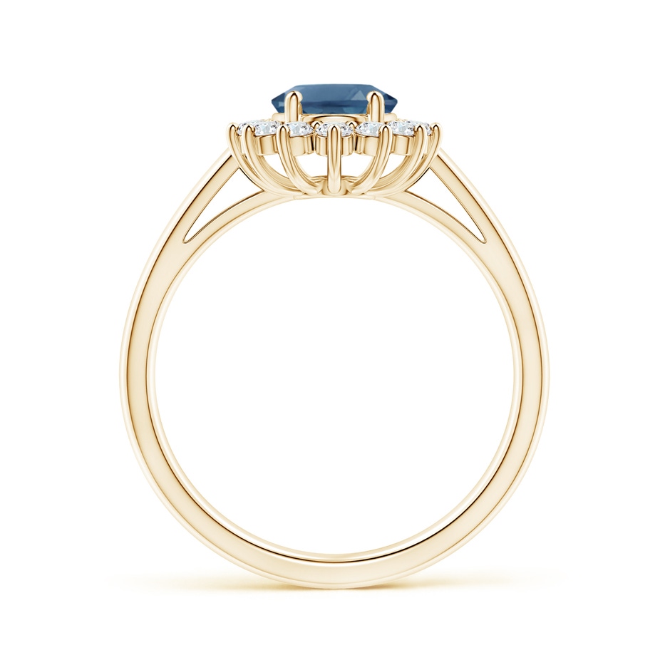 8x6mm A Princess Diana Inspired London Blue Topaz Ring with Halo in Yellow Gold side-1