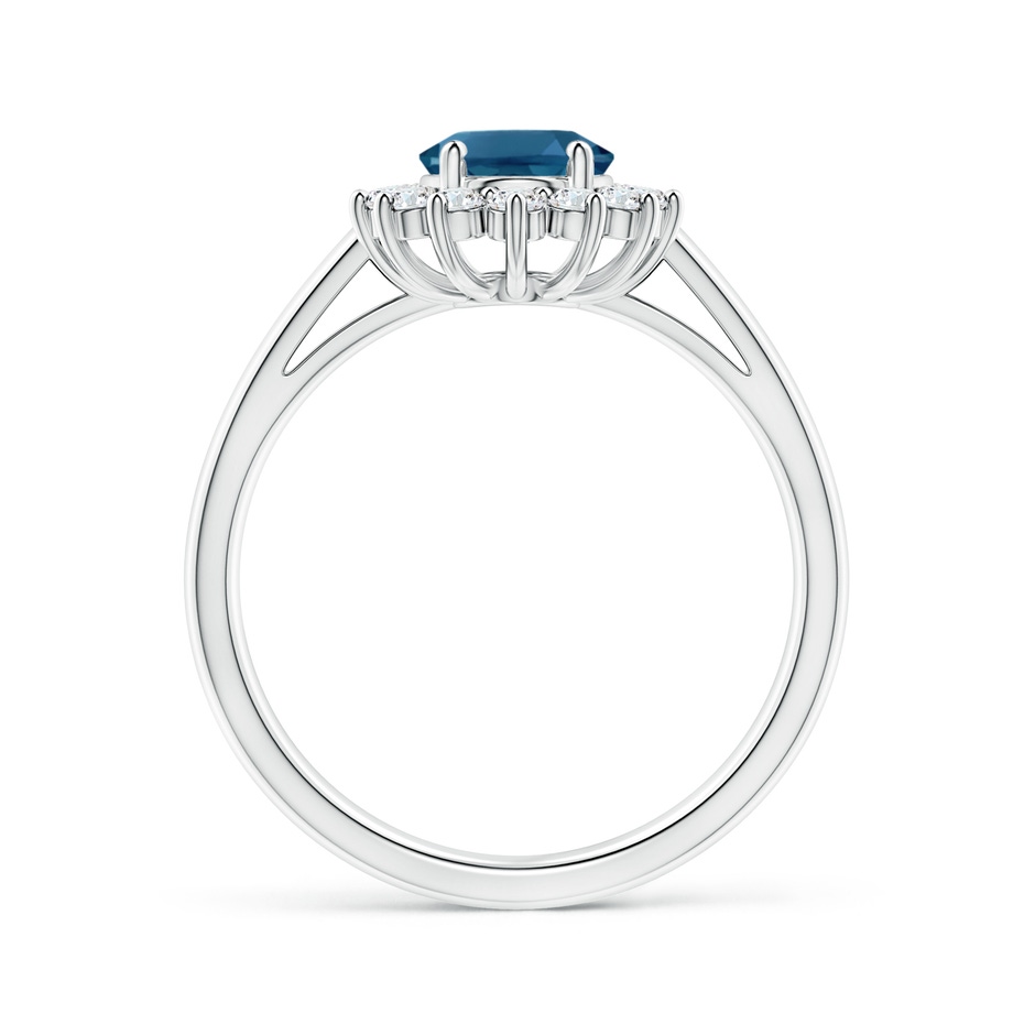 8x6mm AAA Princess Diana Inspired London Blue Topaz Ring with Halo in White Gold side-1