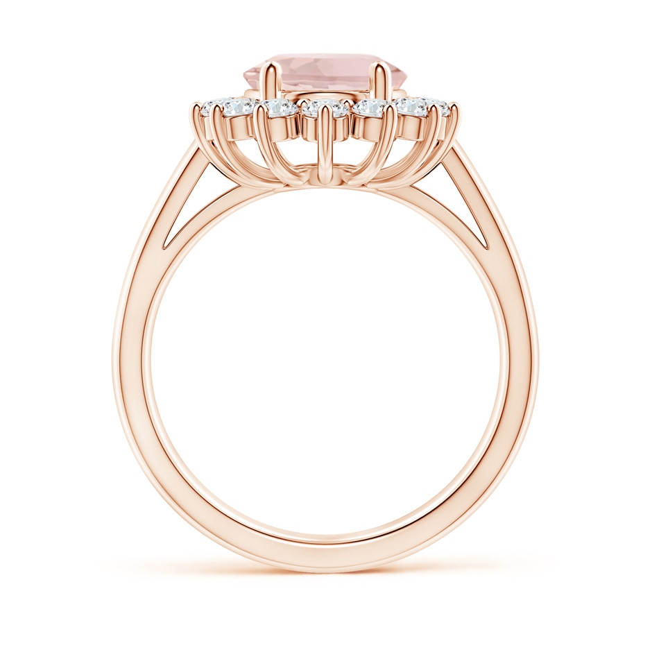 10x8mm A Princess Diana Inspired Morganite Ring with Diamond Halo in Rose Gold side 199