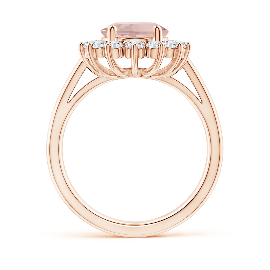 10x8mm AA Princess Diana Inspired Morganite Ring with Diamond Halo in Rose Gold side 199