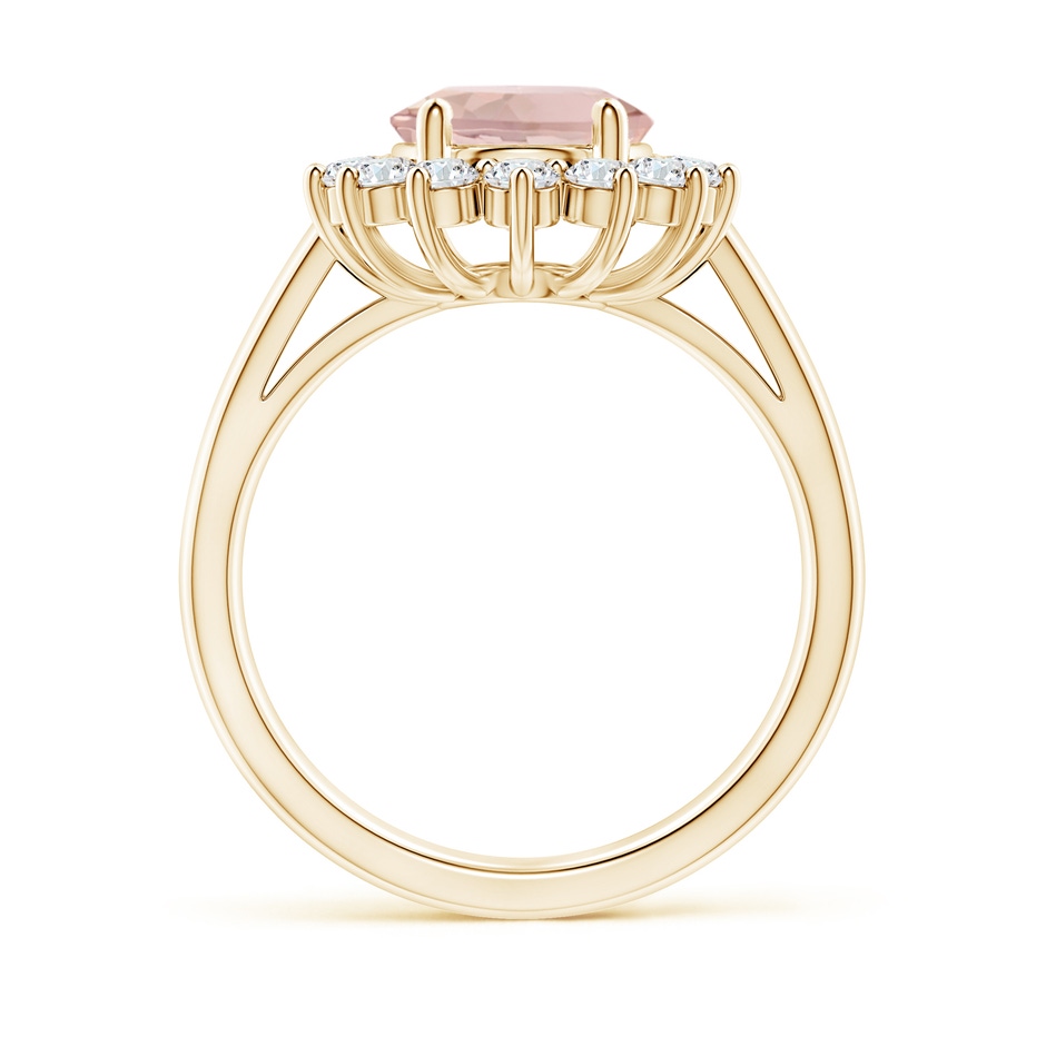 10x8mm AA Princess Diana Inspired Morganite Ring with Diamond Halo in Yellow Gold side 199
