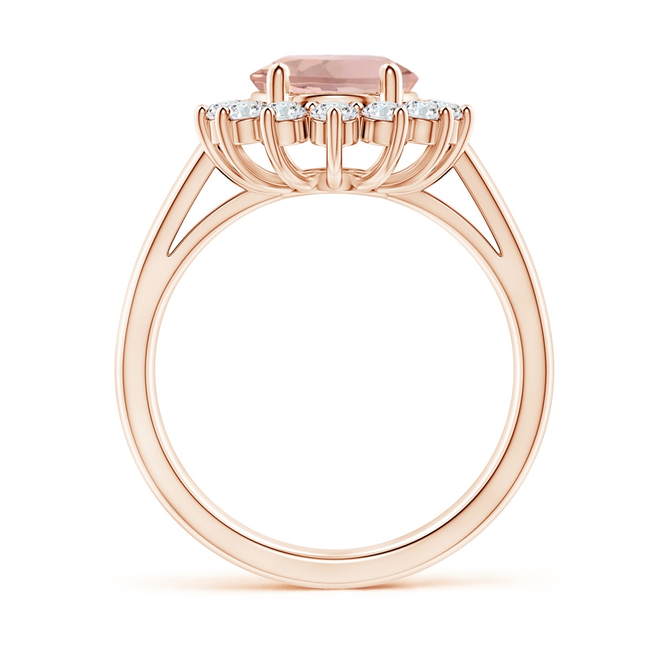 10x8mm AAA Princess Diana Inspired Morganite Ring with Diamond Halo in Rose Gold side 199