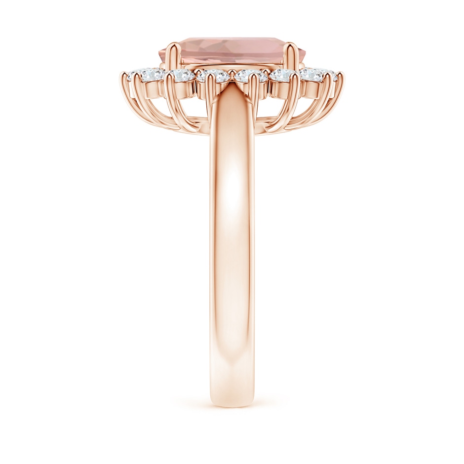 10x8mm AAA Princess Diana Inspired Morganite Ring with Diamond Halo in Rose Gold side 299