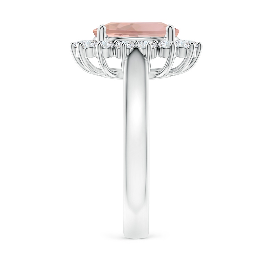 10x8mm AAA Princess Diana Inspired Morganite Ring with Diamond Halo in White Gold side 299