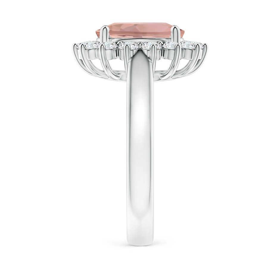 10x8mm AAAA Princess Diana Inspired Morganite Ring with Diamond Halo in P950 Platinum side 299