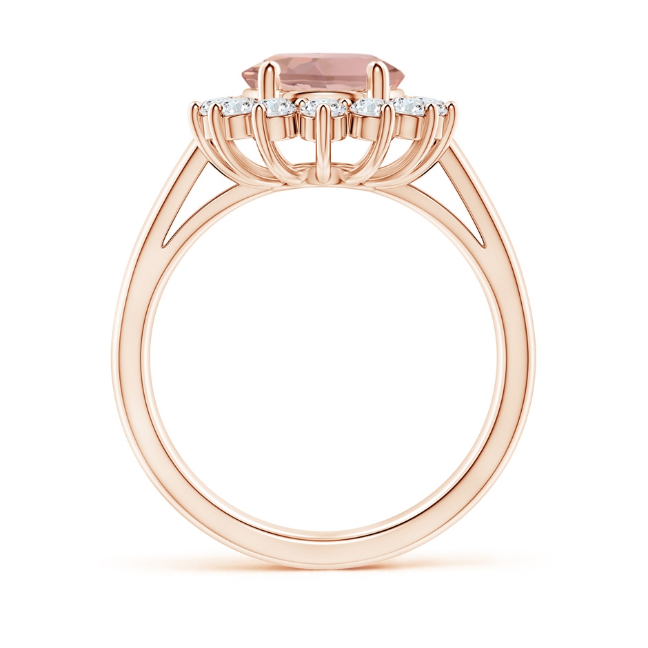 10x8mm AAAA Princess Diana Inspired Morganite Ring with Diamond Halo in Rose Gold side 199