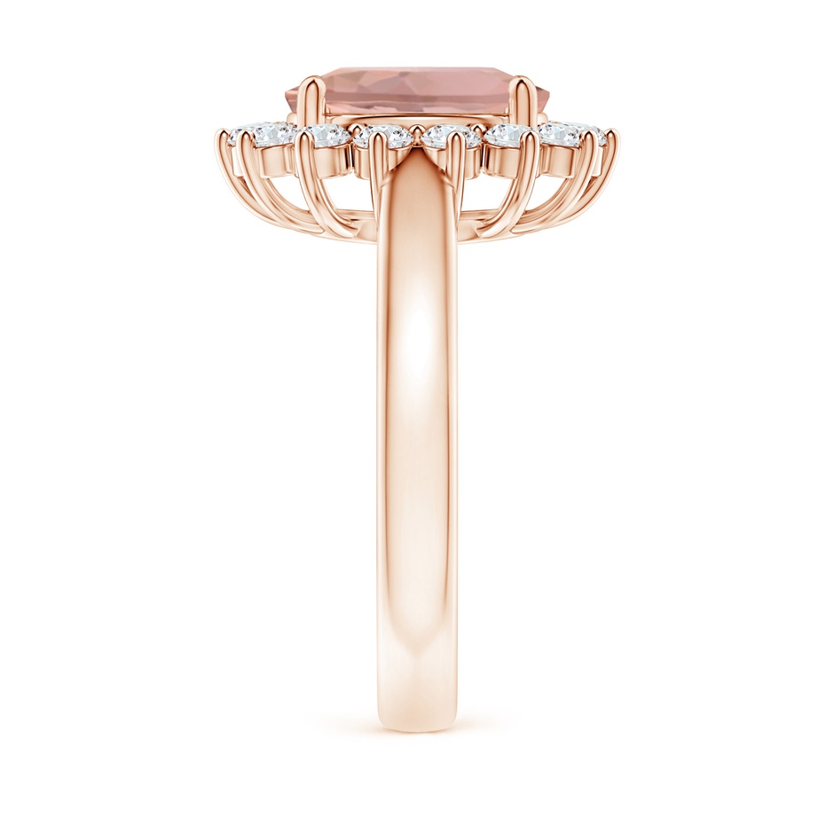 10x8mm AAAA Princess Diana Inspired Morganite Ring with Diamond Halo in Rose Gold side 299