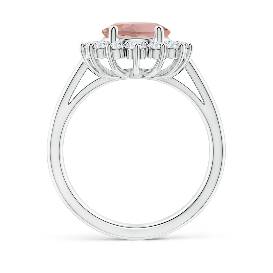 10x8mm AAAA Princess Diana Inspired Morganite Ring with Diamond Halo in White Gold side 199