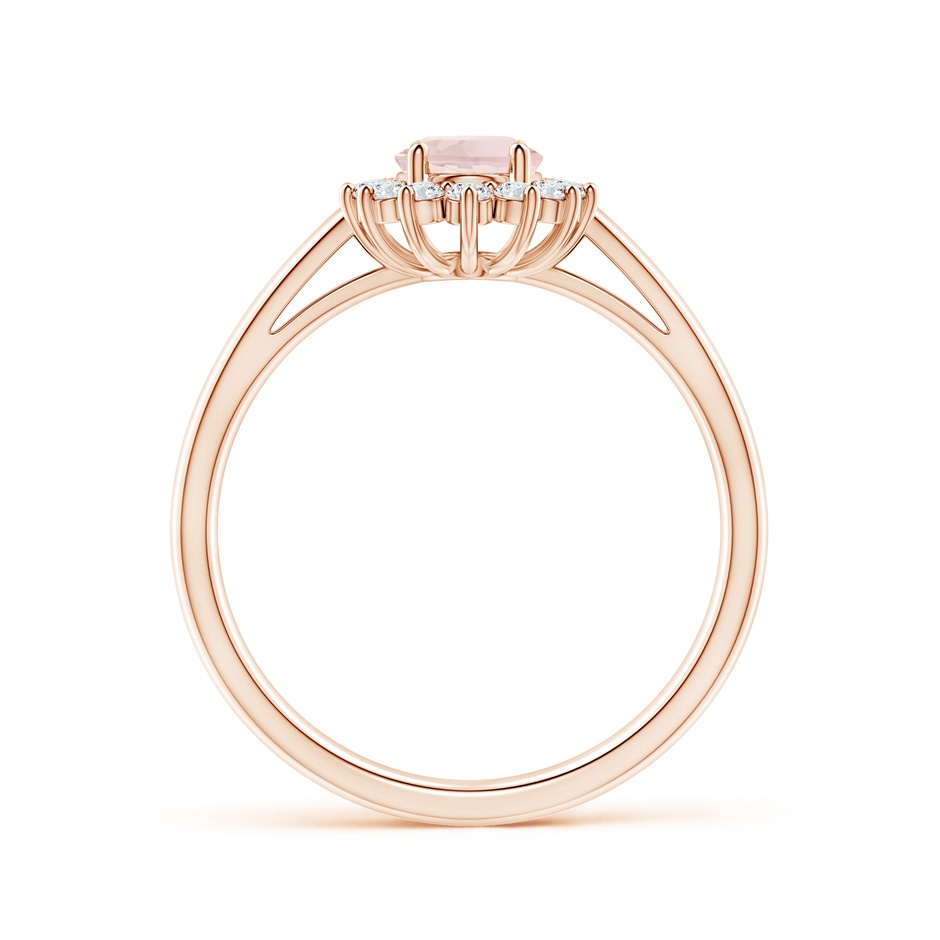 7x5mm A Princess Diana Inspired Morganite Ring with Diamond Halo in 9K Rose Gold side 199