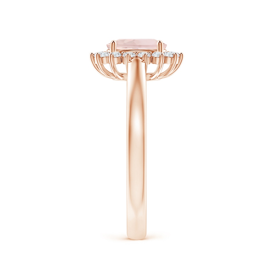 7x5mm A Princess Diana Inspired Morganite Ring with Diamond Halo in 9K Rose Gold side 299
