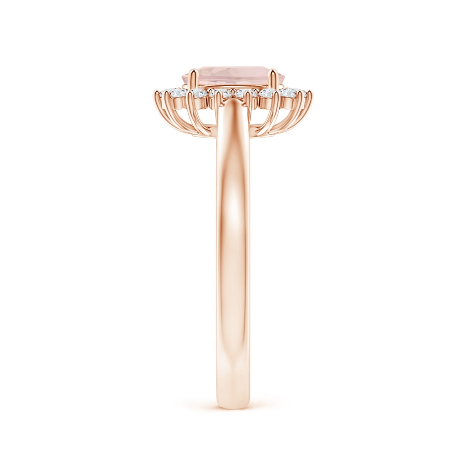 7x5mm AA Princess Diana Inspired Morganite Ring with Diamond Halo in 9K Rose Gold side 299