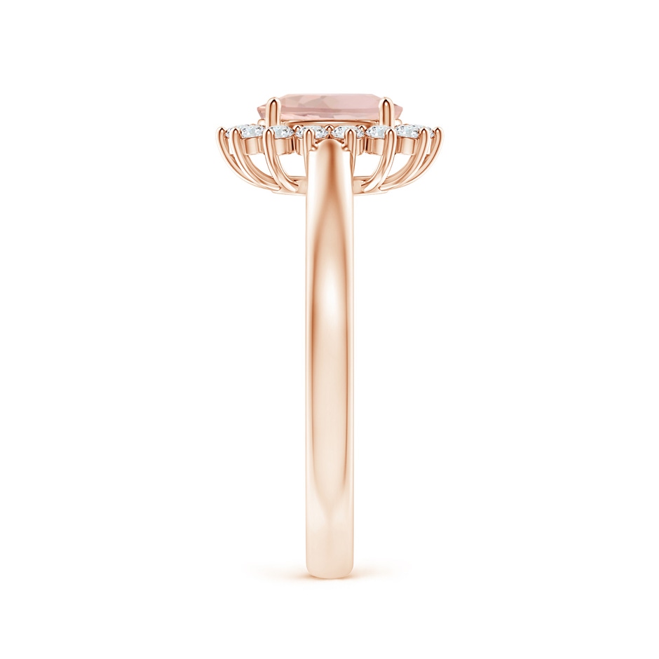 7x5mm AAA Princess Diana Inspired Morganite Ring with Diamond Halo in 9K Rose Gold side 299