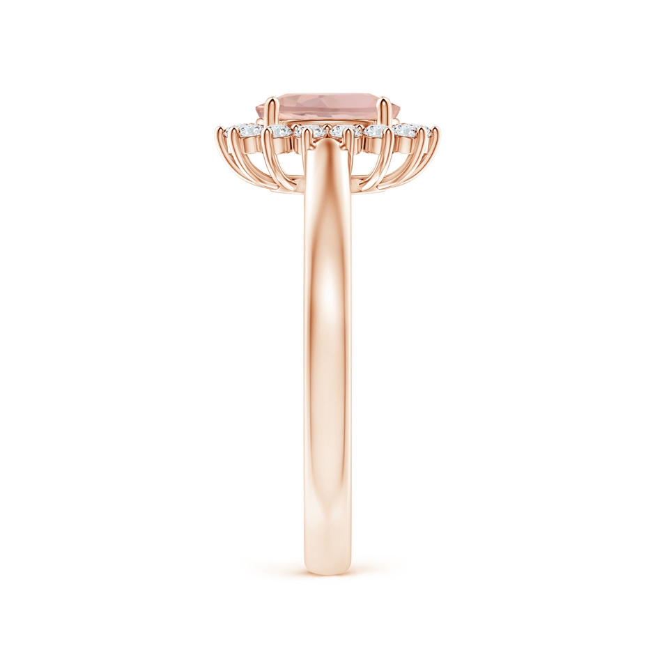 7x5mm AAAA Princess Diana Inspired Morganite Ring with Diamond Halo in 9K Rose Gold side 299