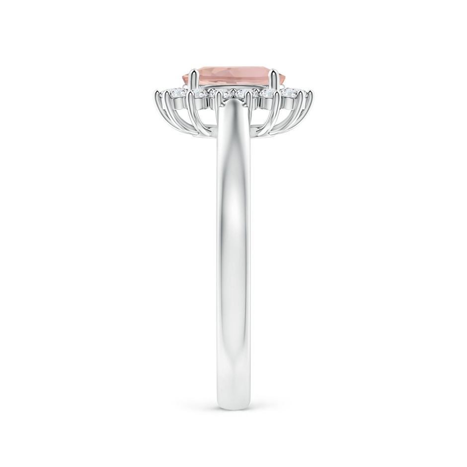 7x5mm AAAA Princess Diana Inspired Morganite Ring with Diamond Halo in P950 Platinum side 299