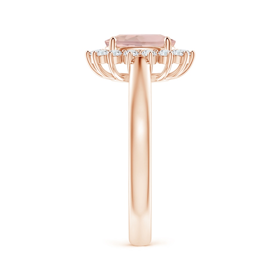8x6mm A Princess Diana Inspired Morganite Ring with Diamond Halo in 10K Rose Gold side 299