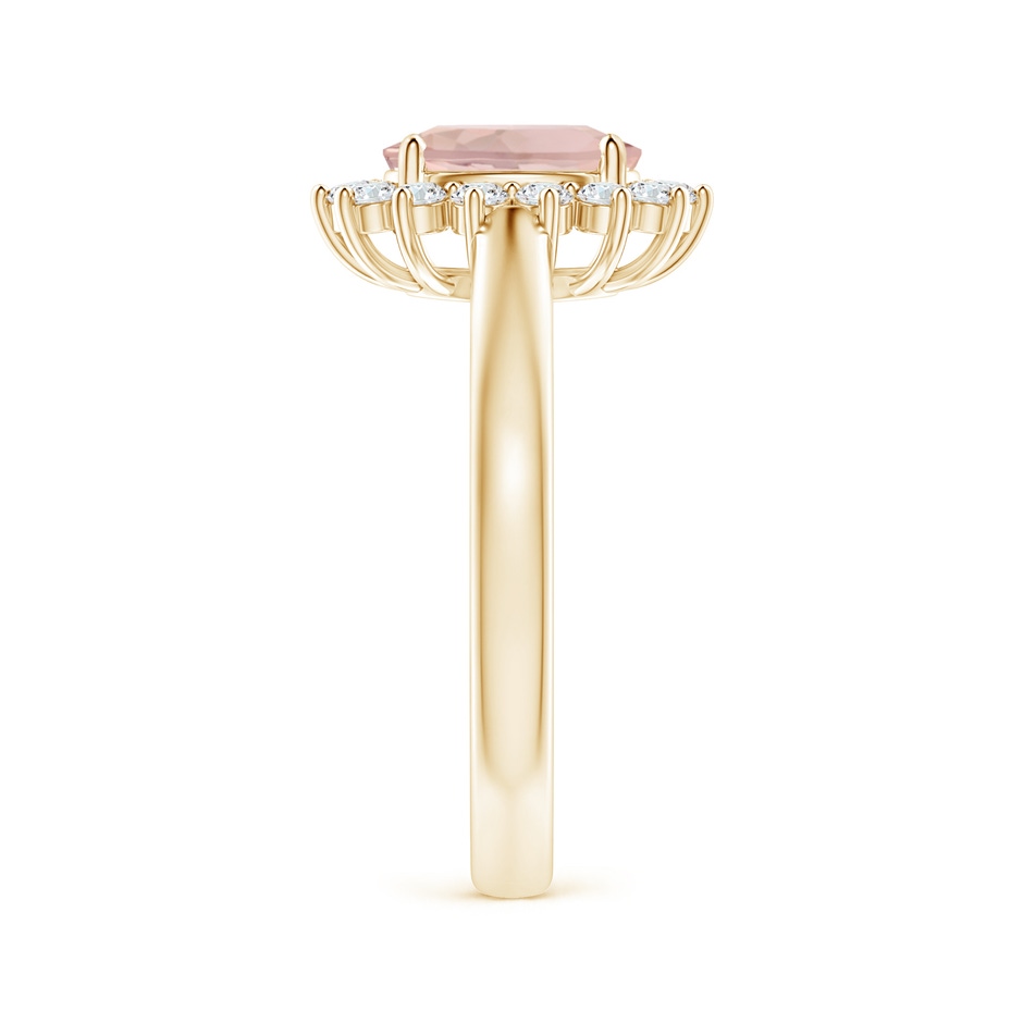 8x6mm A Princess Diana Inspired Morganite Ring with Diamond Halo in 10K Yellow Gold side 299