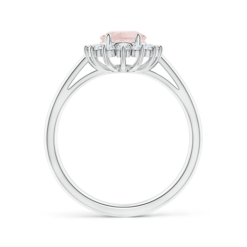 8x6mm A Princess Diana Inspired Morganite Ring with Diamond Halo in White Gold side 199