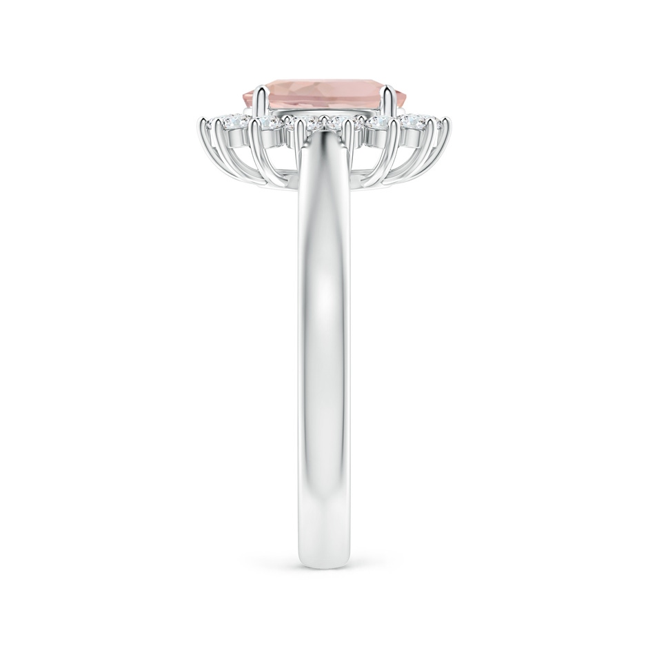 8x6mm A Princess Diana Inspired Morganite Ring with Diamond Halo in White Gold side 299