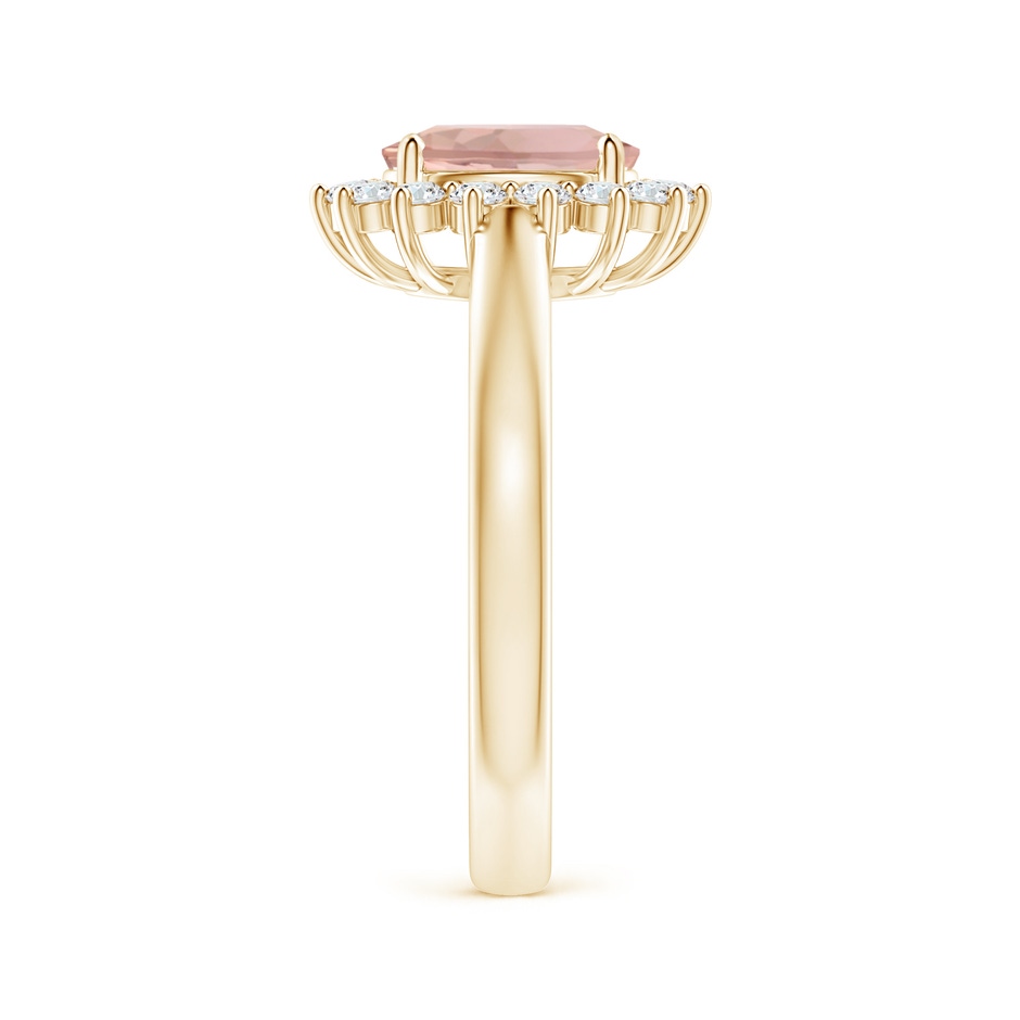 8x6mm AAA Princess Diana Inspired Morganite Ring with Diamond Halo in 10K Yellow Gold side 299