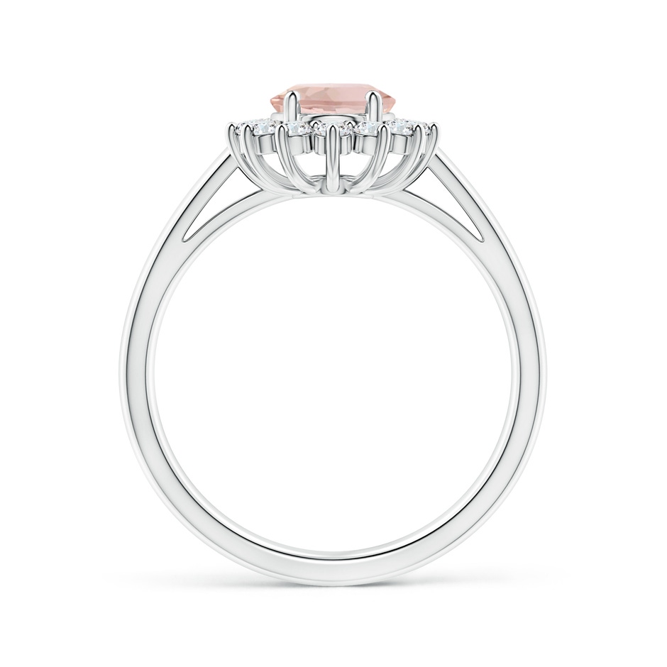 8x6mm AAA Princess Diana Inspired Morganite Ring with Diamond Halo in 9K White Gold side 199