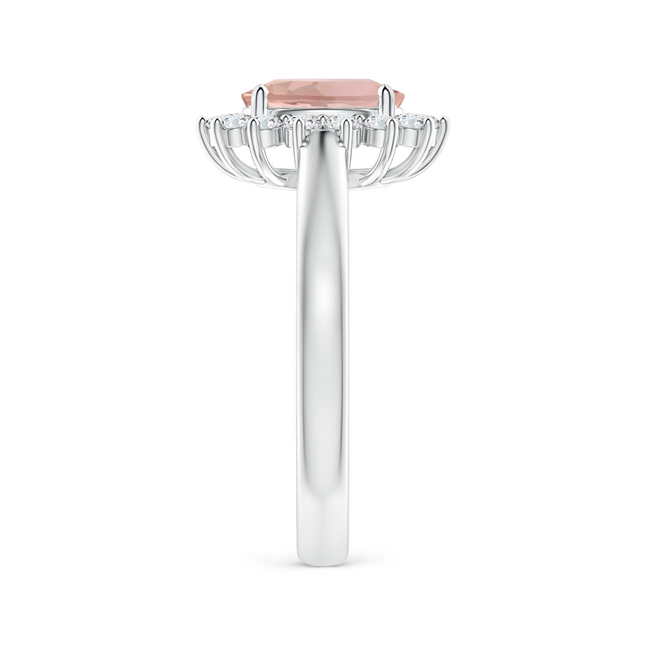 8x6mm AAA Princess Diana Inspired Morganite Ring with Diamond Halo in 9K White Gold side 299