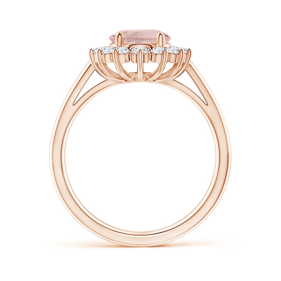9x7mm AA Princess Diana Inspired Morganite Ring with Diamond Halo in Rose Gold side 199