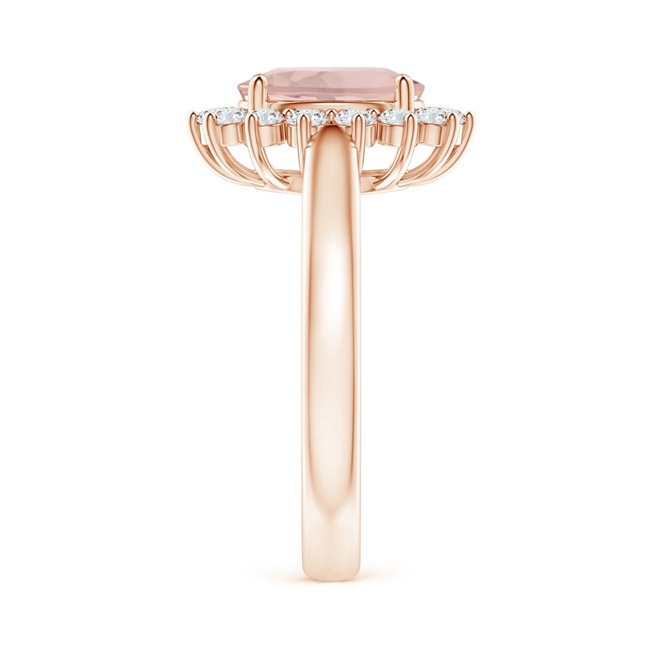 9x7mm AA Princess Diana Inspired Morganite Ring with Diamond Halo in Rose Gold side 299