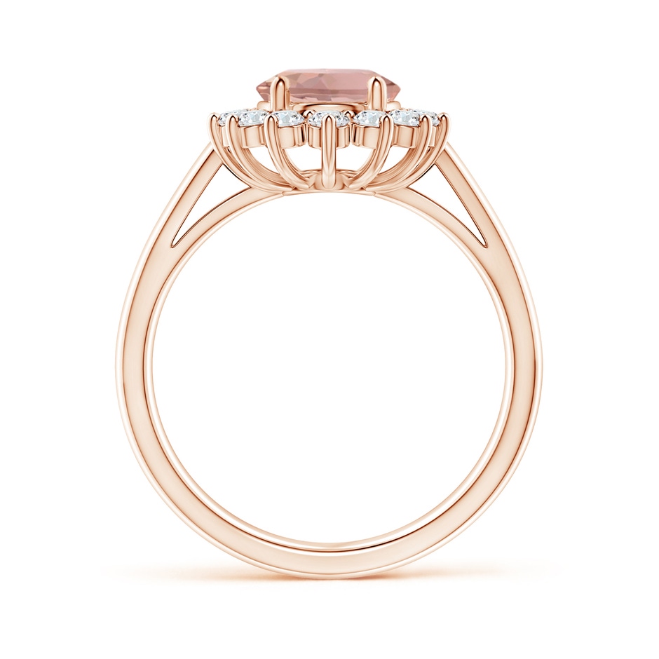 9x7mm AAAA Princess Diana Inspired Morganite Ring with Diamond Halo in Rose Gold side 199