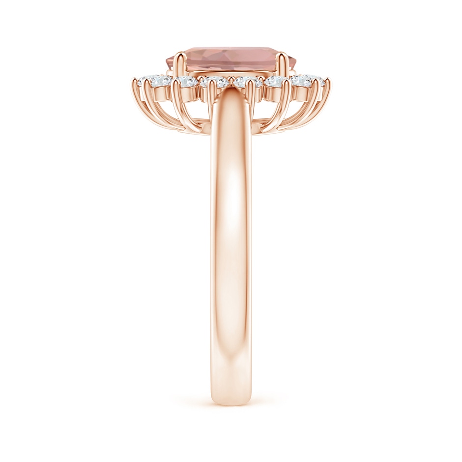 9x7mm AAAA Princess Diana Inspired Morganite Ring with Diamond Halo in Rose Gold side 299