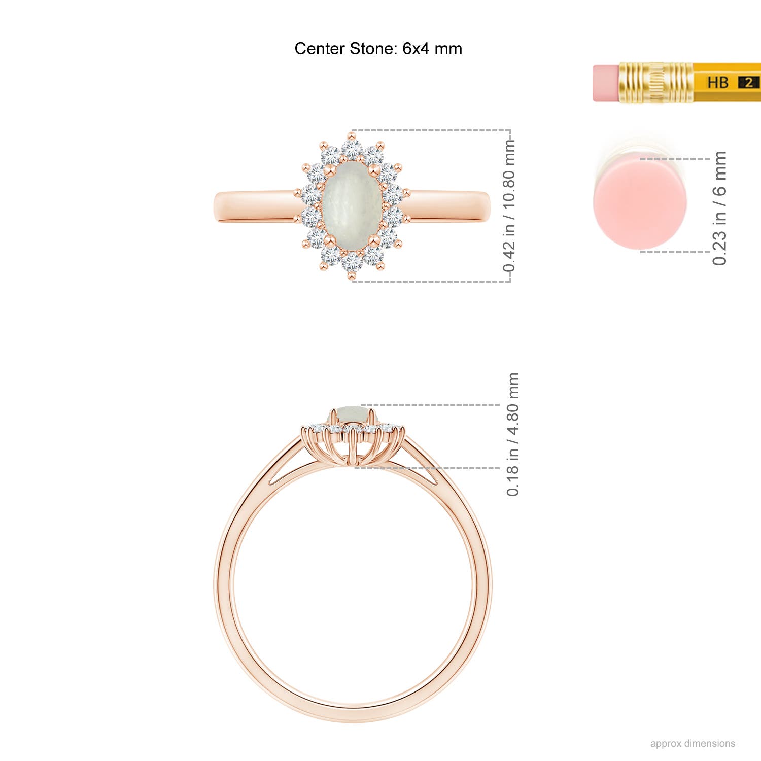 A - Moonstone / 0.57 CT / 14 KT Rose Gold