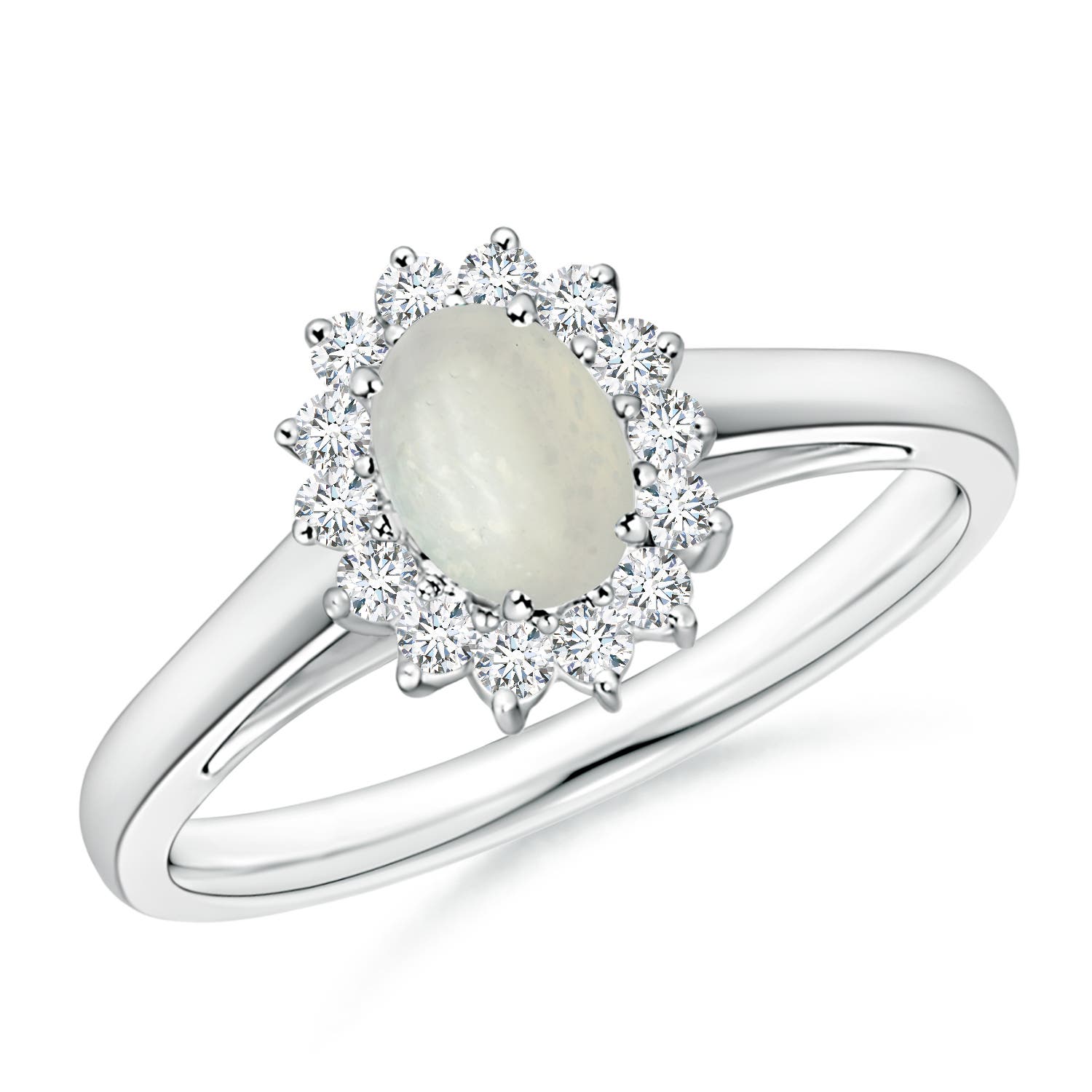 A - Moonstone / 0.57 CT / 14 KT White Gold