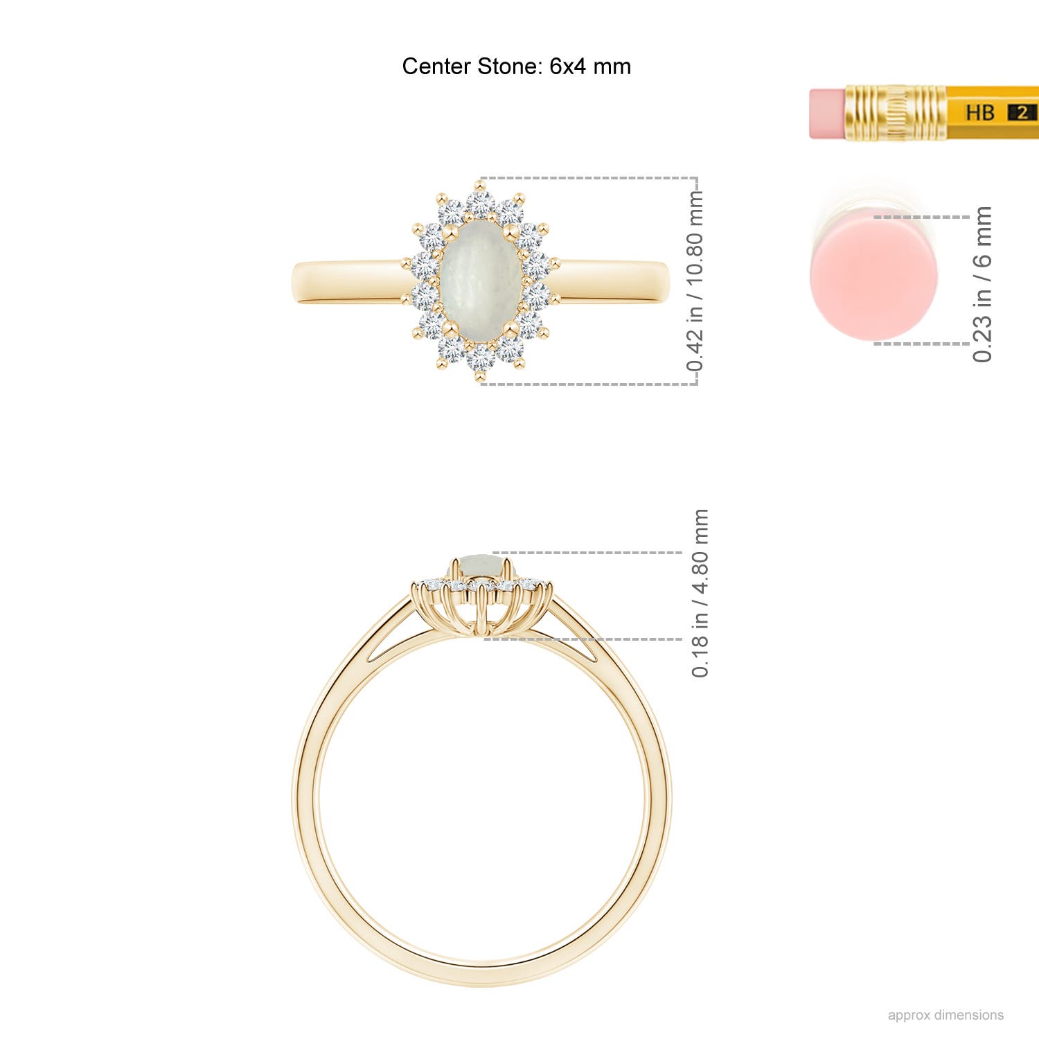 A - Moonstone / 0.57 CT / 14 KT Yellow Gold