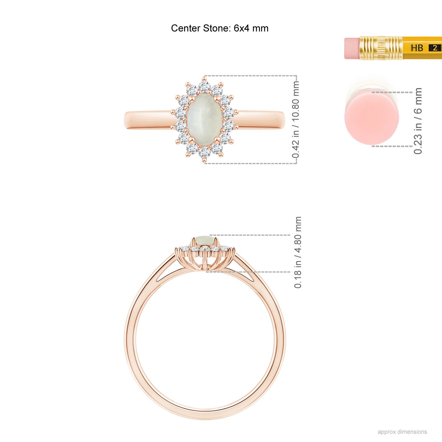 AA - Moonstone / 0.57 CT / 14 KT Rose Gold