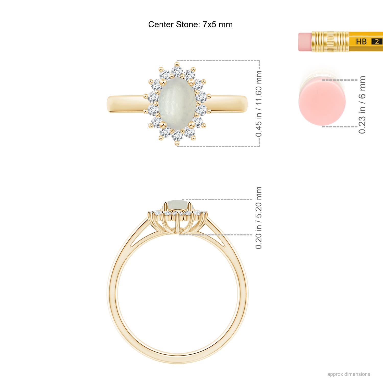 A - Moonstone / 0.93 CT / 14 KT Yellow Gold