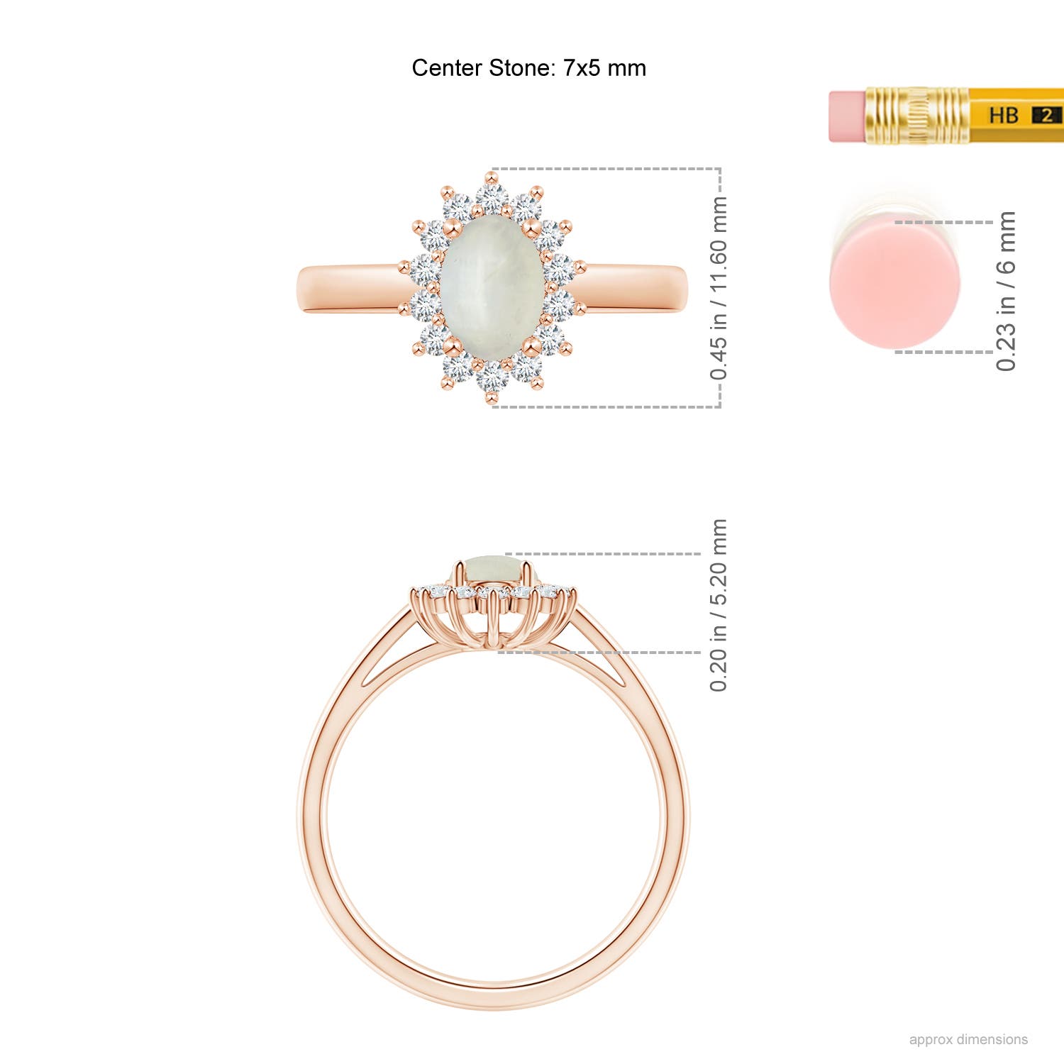 AA - Moonstone / 0.93 CT / 14 KT Rose Gold