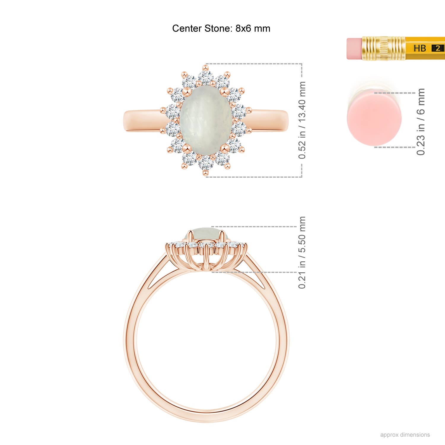 A - Moonstone / 1.45 CT / 14 KT Rose Gold