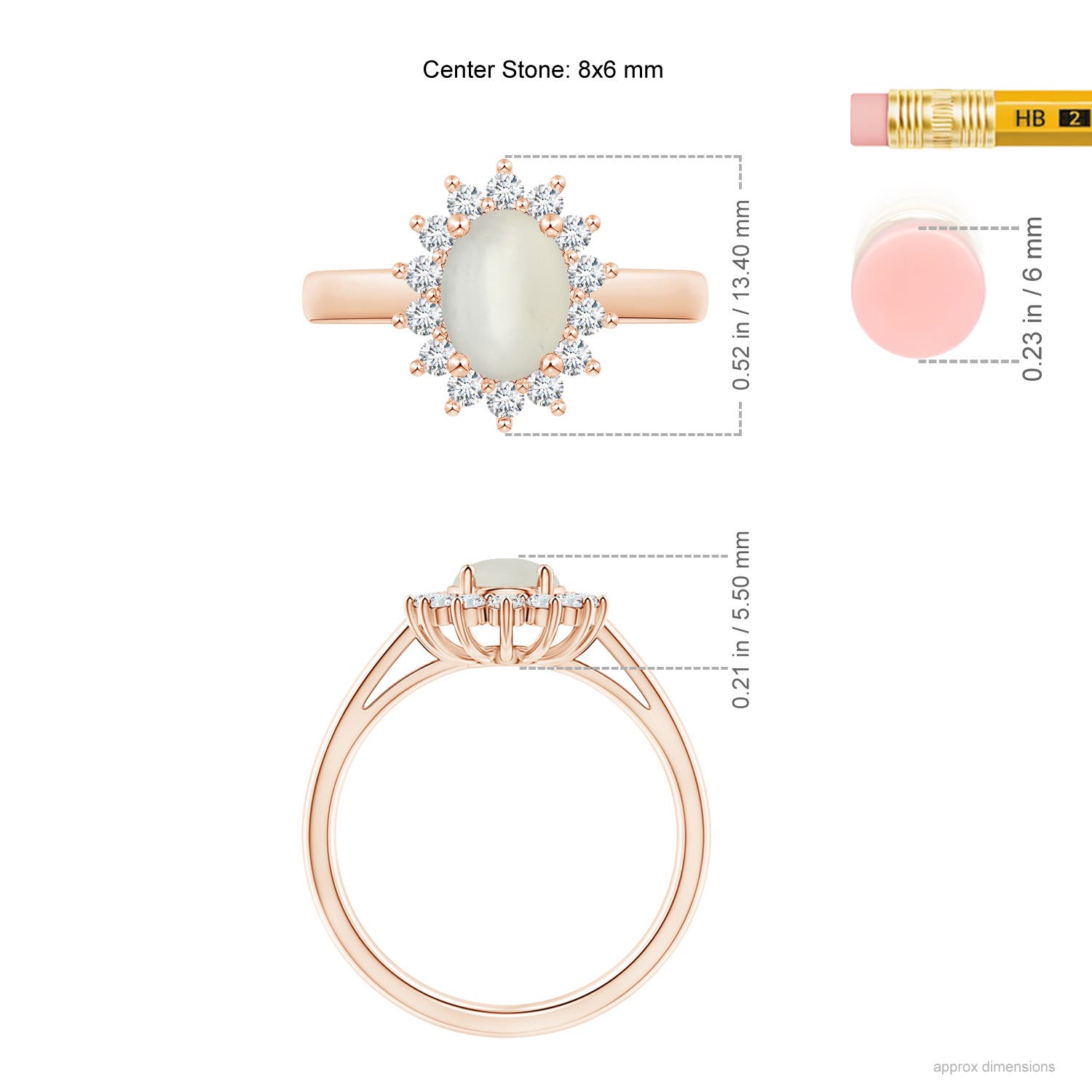 AAA - Moonstone / 1.45 CT / 14 KT Rose Gold