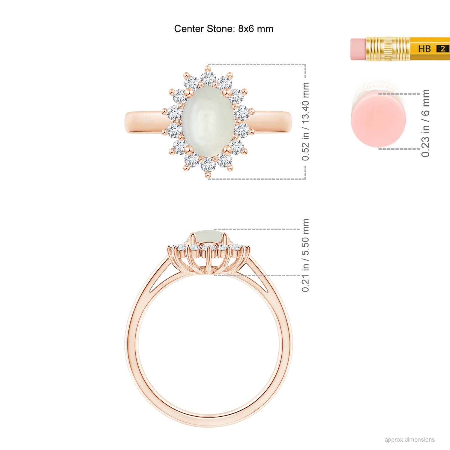 AAAA - Moonstone / 1.45 CT / 14 KT Rose Gold