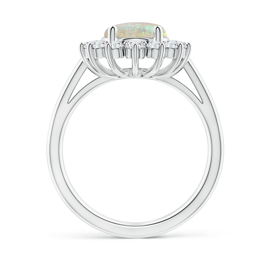 10x8mm AAA Princess Diana Inspired Opal Ring with Diamond Halo in White Gold side 199