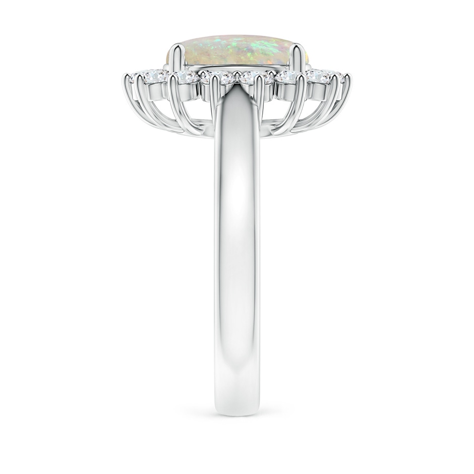 10x8mm AAA Princess Diana Inspired Opal Ring with Diamond Halo in White Gold side 299