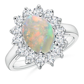 10x8mm AAAA Princess Diana Inspired Opal Ring with Diamond Halo in P950 Platinum