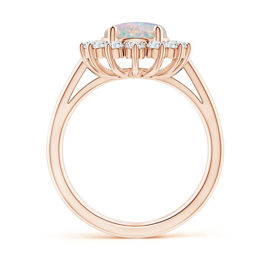 10x8mm AAAA Princess Diana Inspired Opal Ring with Diamond Halo in Rose Gold side 199