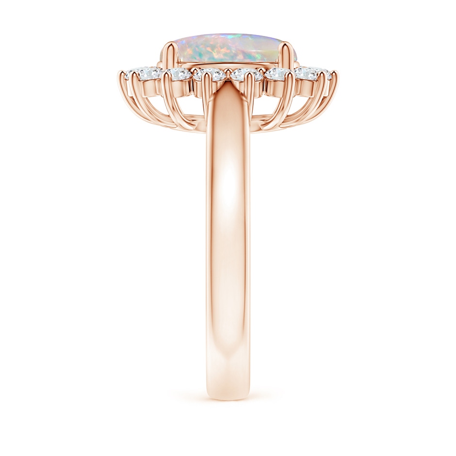 10x8mm AAAA Princess Diana Inspired Opal Ring with Diamond Halo in Rose Gold side 299