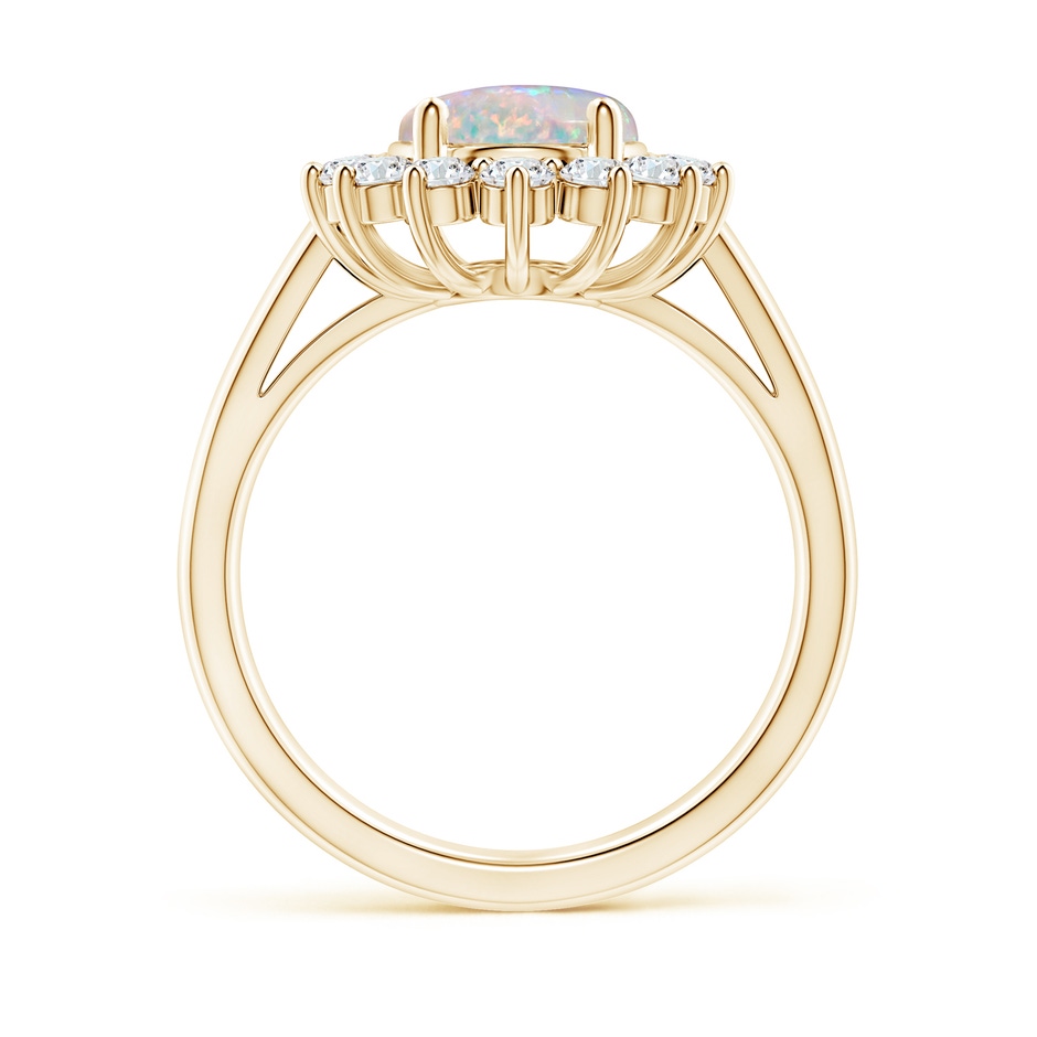 10x8mm AAAA Princess Diana Inspired Opal Ring with Diamond Halo in Yellow Gold side 199