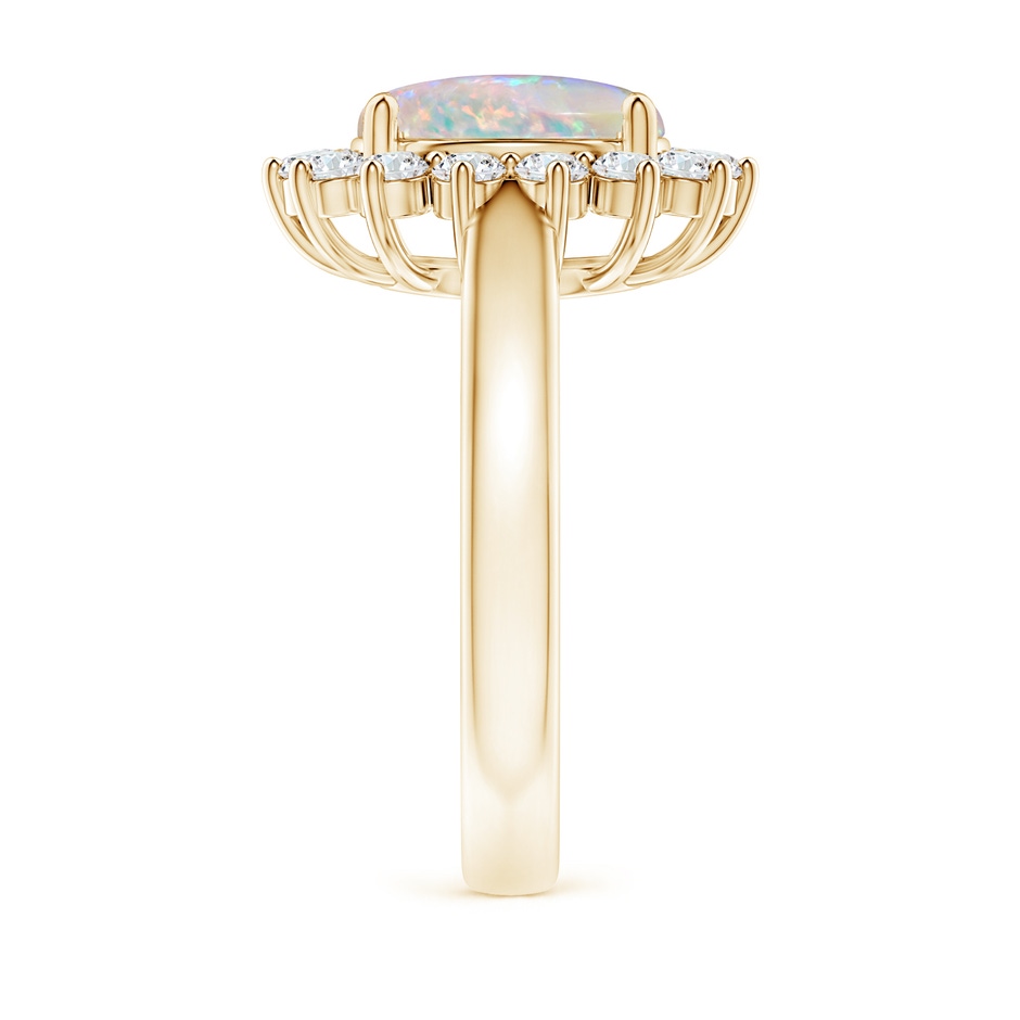 10x8mm AAAA Princess Diana Inspired Opal Ring with Diamond Halo in Yellow Gold side 299