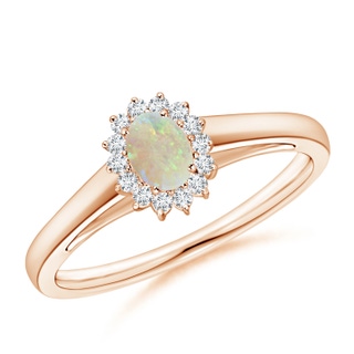 5x3mm AAA Princess Diana Inspired Opal Ring with Diamond Halo in Rose Gold