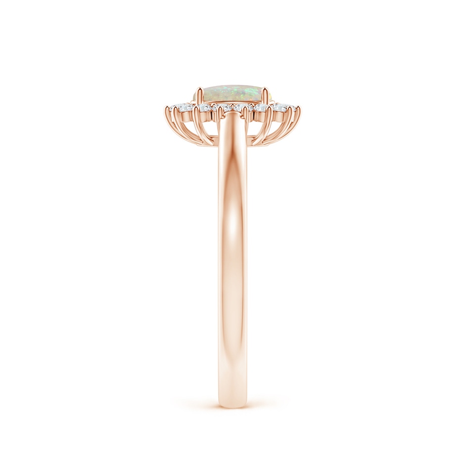 5x3mm AAA Princess Diana Inspired Opal Ring with Diamond Halo in Rose Gold side 299