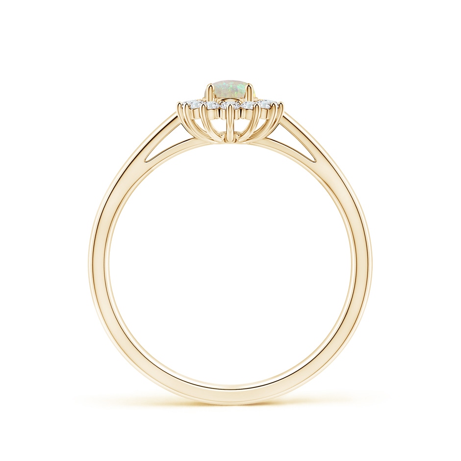 5x3mm AAA Princess Diana Inspired Opal Ring with Diamond Halo in Yellow Gold side 199