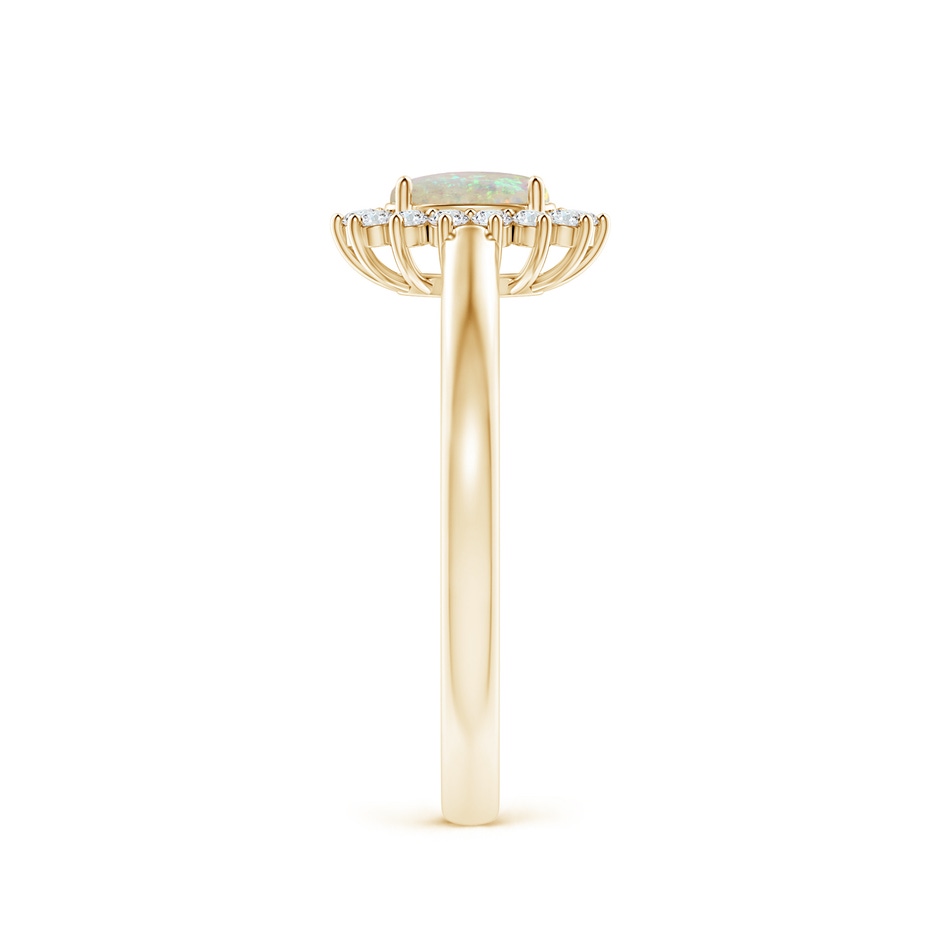 5x3mm AAA Princess Diana Inspired Opal Ring with Diamond Halo in Yellow Gold side 299